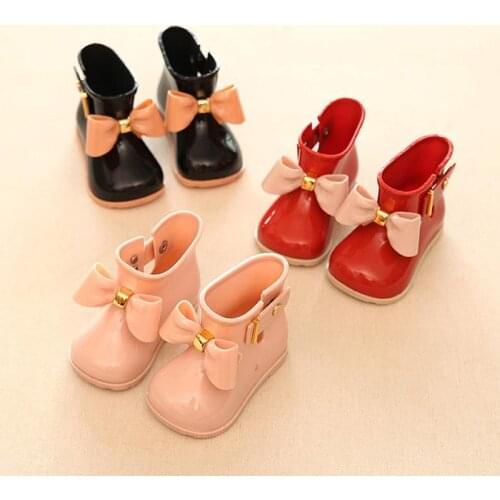 Toddler Girls Rain Boots Children Shoes Waterproof Girls Boots With Bow Jelly Kids Rainboots Girls Rubber Shoes