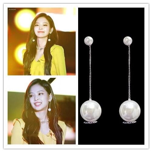 Kpop Seo Yea Ji IU Lee Ji Eun new streetwear Elegant temperament Long Tassel Chain pearl earrings Women Girl Dance Party Jewelry