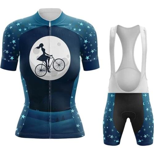 Blue Cycling Clothing MTB Woman Cyclist Outfit Bicycle Suits Road Bike Cycling Jersey and Bib Shorts Cycle Wear tenue velo femme