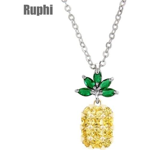 Spring Jewelry Vivid Copper Zircons Pineapple design fashion fruit pendant chocker necklace jewelry ornament
