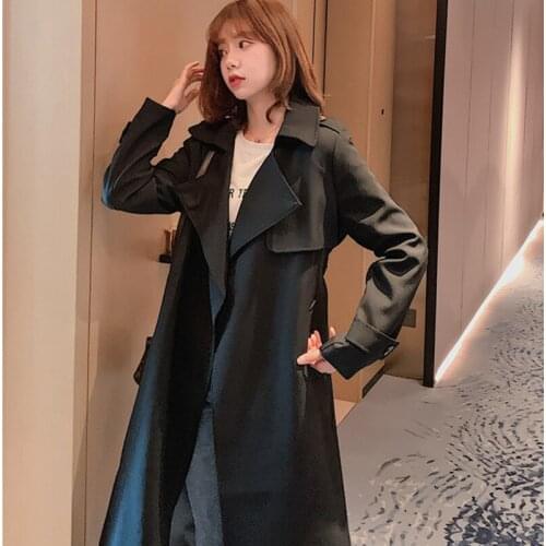 2020 Women New Autumn British Long Windbreaker Korean Fashion Version Of The Self-Cultivation In The Long Section Wild Overcoat