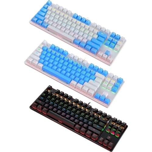 Mechanical Gaming Keyboard Universal K400 87-key Blue Switch Keyboard USB Wired RGB Backlit for PC/Laptop Waterproof