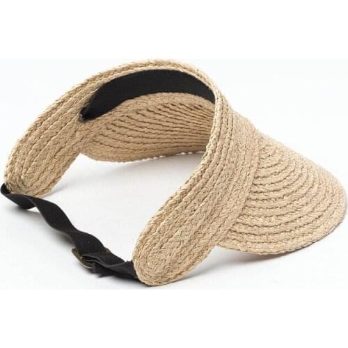 New Elastic Adjustment Belt with Foldable Lafite Straw Headgear Travel Sunshade and Sunscreen Straw Knitted Hollow Women hats