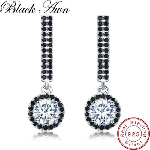 [BLACK AWN] Vintage 2.66g 925 Sterling Silver Earrings Drop Earrings for Women Wedding Silver 925 Jewelry T207