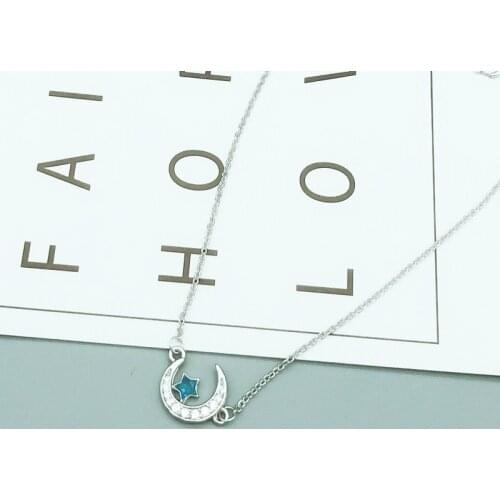 Simple Korea Star Moon Cute 925 Sterling Silver Clavicle Chain Temperament Personality Trendy Female Necklace SNE263
