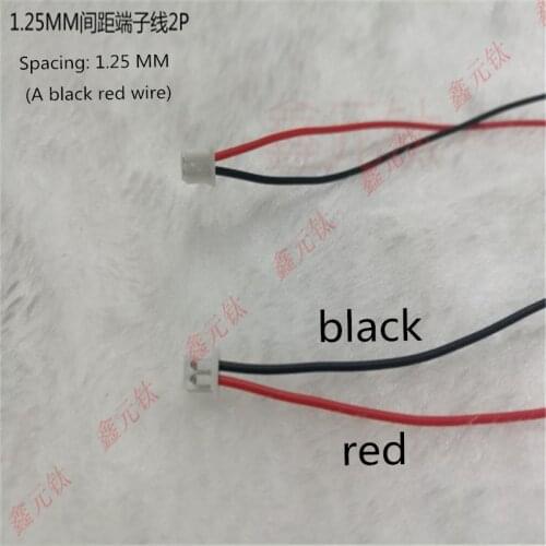1.25mm 2.0mm 2.54mm Spacing 2pin wire red black 26AWG 10CM 15CM 20CM 30CM electron beam 100pcs/lot