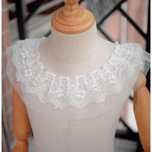 1meter pearls Beaded Pleated Lace Trim white embroidered Lace Fabrics handmade Dress Sewing Accessories Curtains Garments DIY