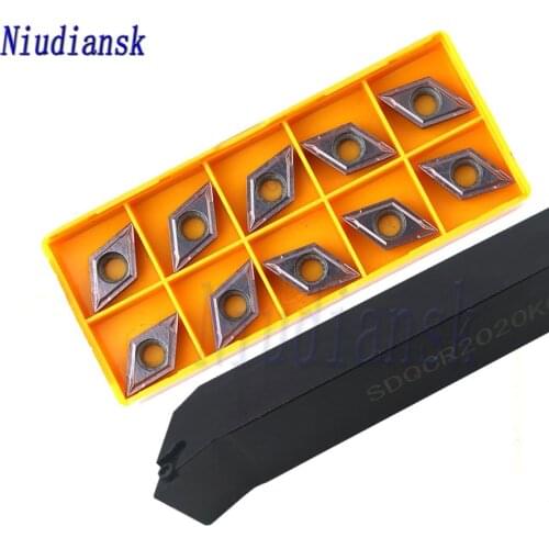 1pc SDQCR1212H11 SDQCR1616H11 External Turning Tool Arbor SDQCR2020K11 SDQCR2525M11 10pcs DCMT11T3 Carbide Insert CNC Lathe Tool