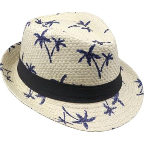 2018 Hot Sale male womens and man hat sunbonnet straw hat Coconut tree printed caps