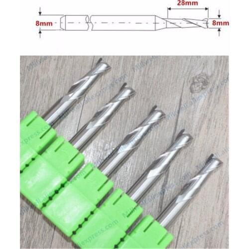 8mm*28mm-5pcs,Free shipping 2 flutes spiral end mill,woodworking router bit,mdf wood tool,CNC solid carbide milling cutter