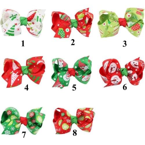 8 Styles Charming Colors Ribbons Hair Accessories With Hairpin Christmas Hairbow Toddler Girl Hair Clip As Girl Christmas Gift