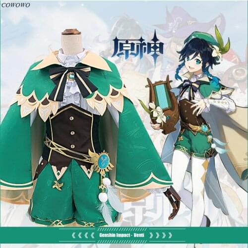 Anime! Genshin Impact Venti Game Suit Cool Uniform Cosplay Costume Halloween Carnival Party Outfit Full Set Women 2020 NEW