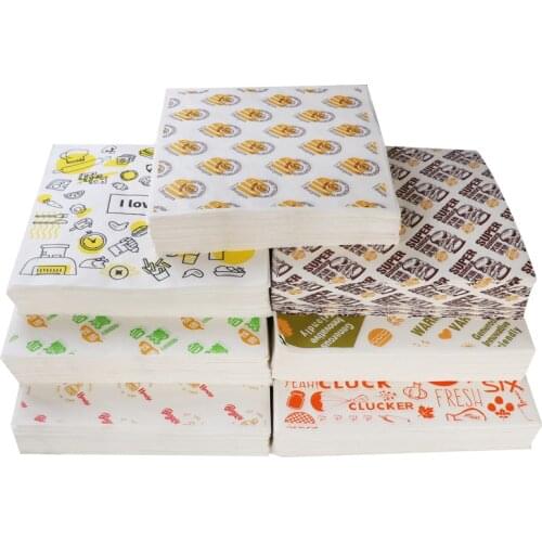 100 Sheets Burger Paper Wax Paper Food Grade Grease Paper Food Wrapping Paper Bread Sandwich Burger Fries Packaging Baking Tools