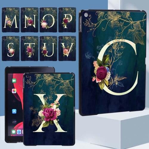 Tablet Case for Apple IPad 8 2020 8th Generation 10.2 Inch 26 Letter Print Patterns Plastic Hard Back Shell + Free Stylus