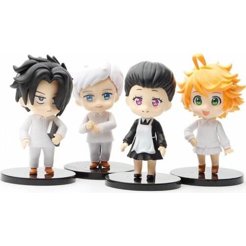 4Pcs/Set 10CM The Promised Neverland Emma Norman Ray Nat Action Figure Toys Anime Figurine Doll Kids Christmas Gifts