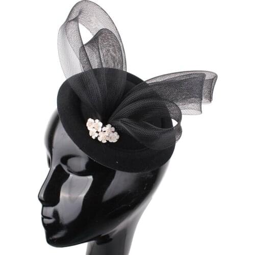 Party Wool Felt Ivory Hats Elegant Ladies Fascinators Accessory Millinery Clips Women Felt Wool Headbands Wedding Race Headpiece