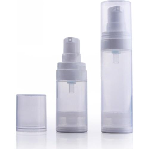 20pcs 15ml Small Airless Pump Bottle Empty Vacuum Plastic Lotion Bottles Portable Essence Cosmetic Packaging Sample Containers
