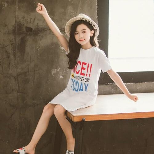 Girls short-sleeved t-shirt 2020 new childrens fashion mid-length childrens summer half-sleeved t-shirt