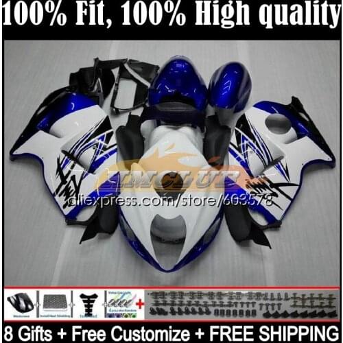Injection For SUZUKI Hayabusa GSXR1300 96 97 98 99 00 01 20CL.34 GSXR 1300 CC 2002 2003 2004 2005 2006 2007 Fairing Blue white