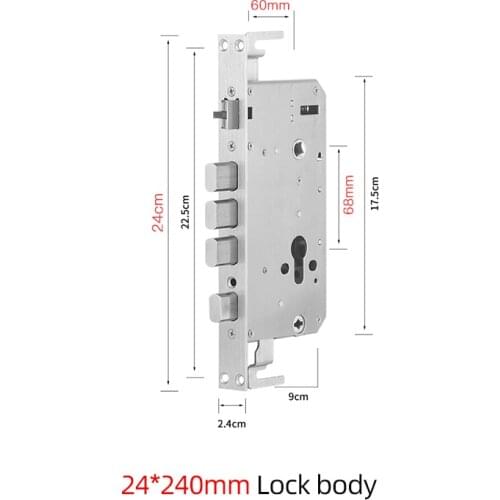 Intelligent fingerprint 6068 lock body size 24*240 stainless steel body for Security door lock smart Lock