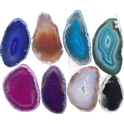 5Pcs Natural Agate Geode Polished Irregular Crystal Slice Brazil Healing Reiki Stone Quartz Pendant Mineral Home Decor 3-5cm