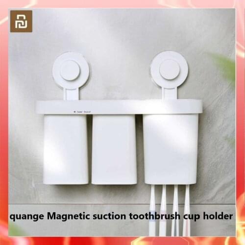 Mijia Magnetic suction toothbrush cup holder Wall Mount Inverted Cup Bathroom Cleanser Storage Rack Bathroom Accessories Set