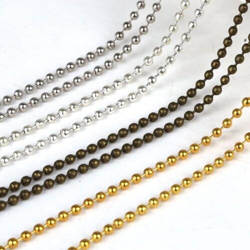 10PC/lot Length 60cm Iron Ball Beads Metal Chain 2.4mm Ball Beads Chain Necklace Connector for Bracelet Jewelry Findings