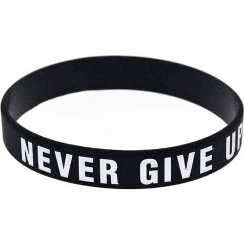 Motivational Silicone Wristband Never Give Up Colored Lettering Inspirational Bracelet Elastic Sports Rubber Band Gifts Bangle