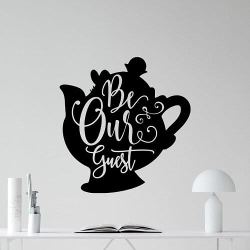 Be Our Guest Wall Decal Sign Teapot Quote for living room Kids room Nursery Vinyl decor Stickers G475
