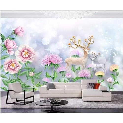 Custom mural 3d photo wallpaper European fashion simple watercolor deer room Home decor 3d wall murals wallpaper for walls 3 d