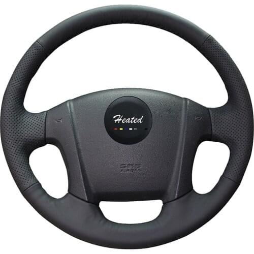 Heated Car Steering Wheel Cover for Kia Sportage 2 2005-2010 2009 Sportage Black Microfiber leather braid on the steering wheel
