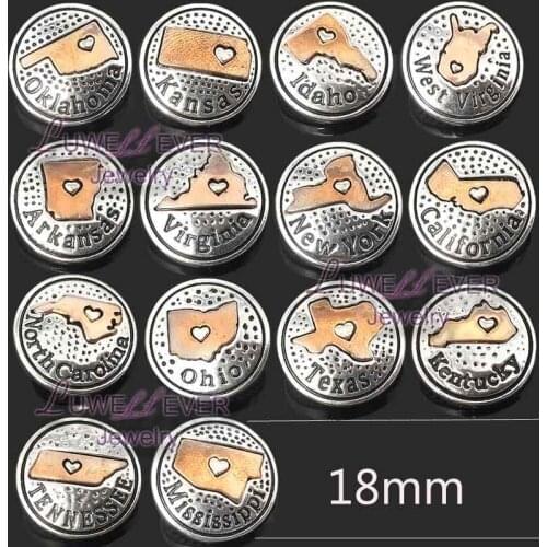 Wholesale metal Rhinestone Snap Buttons w223 US live Diy Jewelry fit 18mm Snap button Necklaces/Bracelets for women