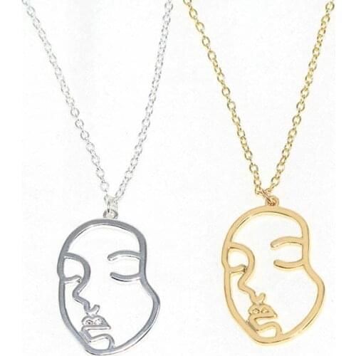 2018 New Temperament Abstract Distorted Human Hollow Face Pendant Necklaces Origami Animal jewelry For Women Giff Wholesale