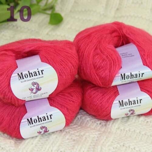 Sale New 4BallsX25g Luxury Soft Mohair Warm Wrap Shawl Hand Knit Crochet Yarn 291-10-4 Pomegranate