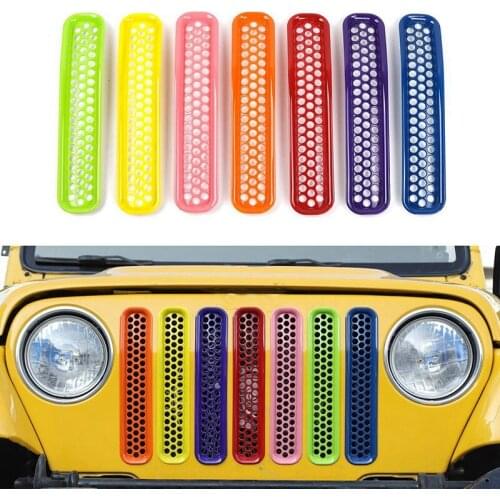 Front Grill Honeycomb Mesh Inserts Clip-in Grille Guard for Jeep Wrangler TJ & Unlimited 1997-2006 Colorful