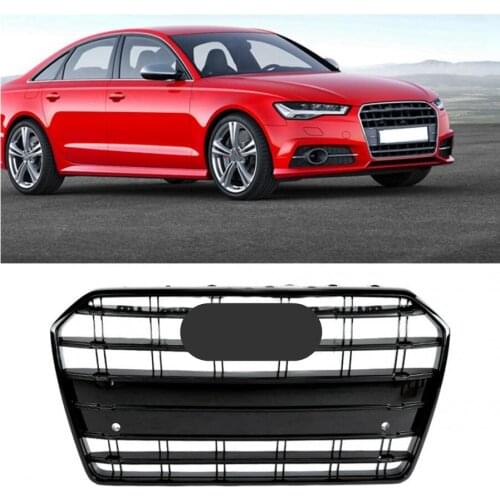 Black Car Front Bumper Grille Grill for Audi A6/S6/c7 2016 2017 2018 2019 car-styling accessories