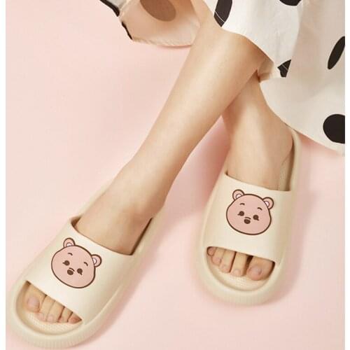 Cute EVA Slippers Women Men Slides Non-Slip Thick Sole Summer Flip Flops Bathroom Home Couples Female Beach Pool Shoes Sandals