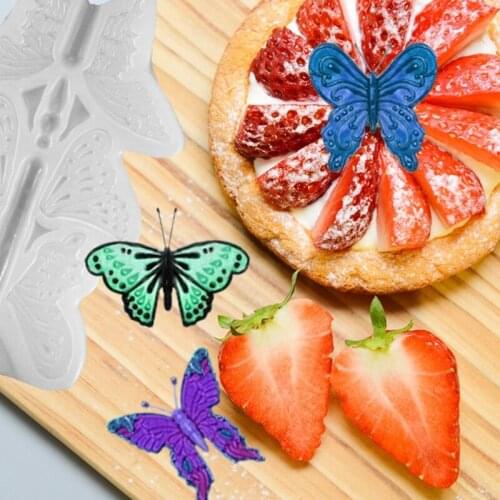 DIY Crafts 3-Cavities Butterfly Epoxy Resin Mold Cake Decorations Silicone Mould