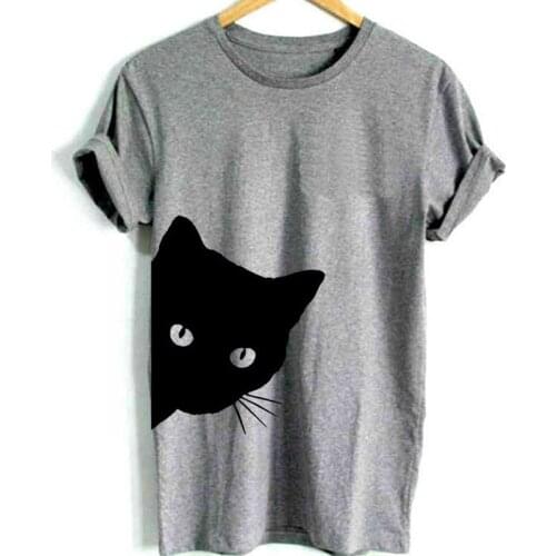 Skuggnas cat looking out side Print Women tshirt Cotton Casual Funny t shirt For Lady Girl Top Tee Hipster Tumblr Drop Ship