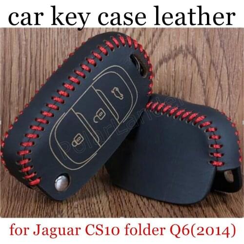 Only Redhigh quality Hand sewing DIY car styling Car key cover car key case Genuine leather fit for Jaguar CS10 folder Q6(2014)