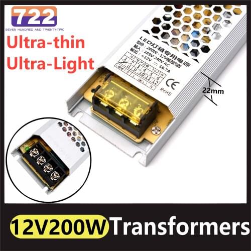 AC 190-240V To DC12V 200W Lighting Transformer Ultra Thin Ultra-Light Switching Power supply Source Adapter LED Driver