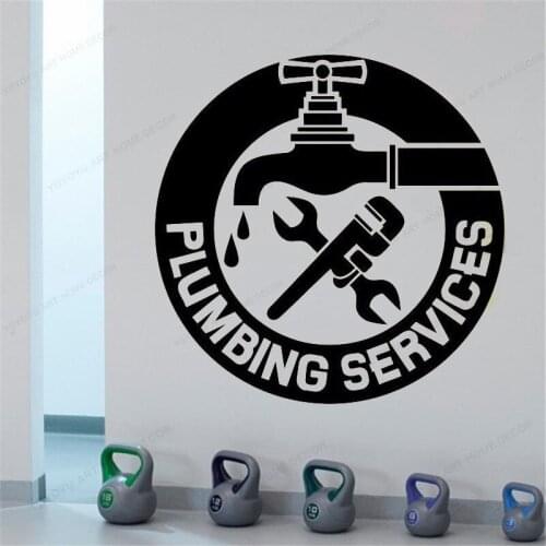 Plumbing Services Logo Wall Sticker vinyl Repair Man Plumber wall Decal Waterproof window removable art mural HJ642