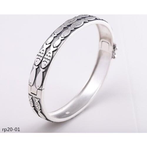 KJJEAXCMY Boutique jewelry Matte Handwork Foot Silver 990 Thai Silver Jewelry Womens Concubine Fish Bracelet