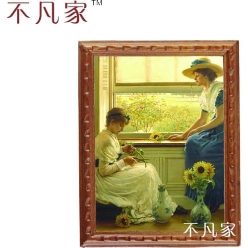 1:12 scale Wholesale dollhouse miniatue Classical two girls oil Home Decorations Painting Frame B-18