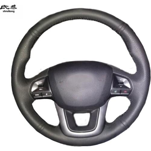 1Set Sew-on Microfiber Leather Car Steering Wheel Cover for Kia Rio K2 2011-2013 Accessories High Quality