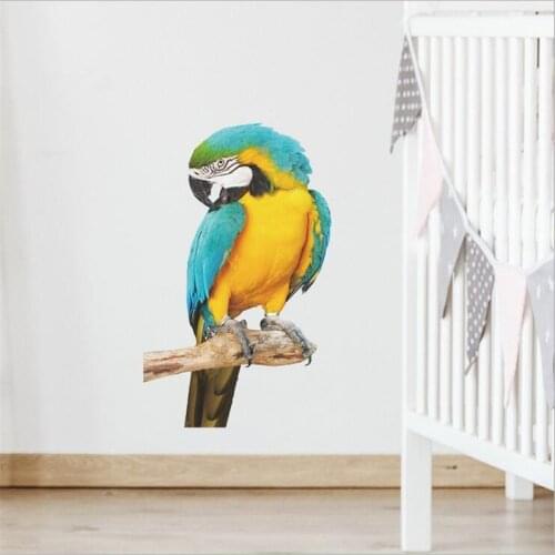 1PCS Cartoon Tsundere Blue and Yellow Parrot Wall Stickers Bedroom Childrens Room Wall Beautification Decorative Home Decor PVC