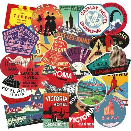 56PCS Classic International Hotel Travel Stickers DIY Skateboard Fridge Phone Guitar Motorcycle Laptop Luggage Decal Stickers