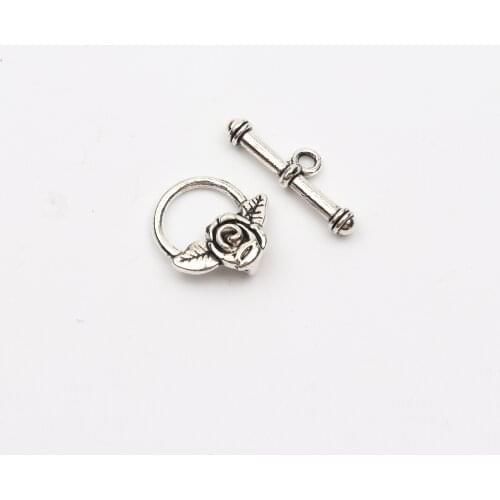 10pcs Antique Silver Flower Leaf Shape OT Clasps Hook Connectors For Jewelry Making Bracelet Necklace DIY Accessories Wholesale