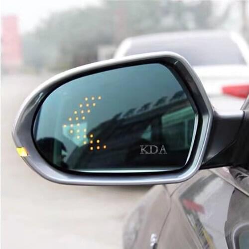 2pcs Blue Mirror Glass Heated Angle Wide Glare Proof LED Turn Signal Lamp for Audi A6 C7 2012 2013 2014 2015 2016 2017 2018