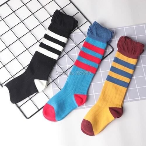 3pairs Warmer winter Toddler Kids Girl Knee High Long Socks striped Cotton Casual Baby child fashion Socks high keen sock 3-12Y